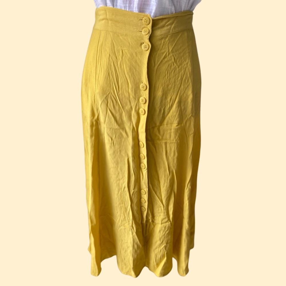 TIGERLILY MIDI SKIRT S8 sunflower yellow, front split. - Picture 1 of 7
